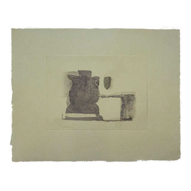 The Old Village is a vintage offset print, reproducing the original watercolor by Giorgio Morandi. Signature and date by...
