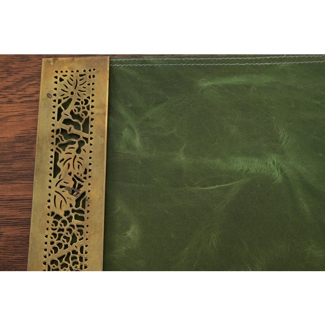 Tiffany Studios New York Grapevine Bronze Blotter Ends With Leather Desk Blotter For Sale In South Bend - Image 6 of 13