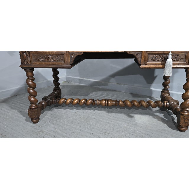 Brown French Oak Writing Desk, 1880 For Sale - Image 8 of 15