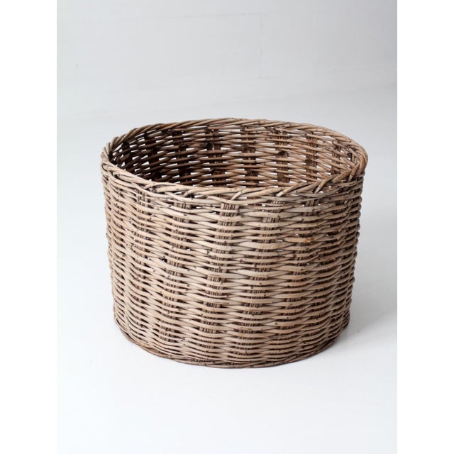 Brown Antique Large Woven Basket For Sale - Image 8 of 15