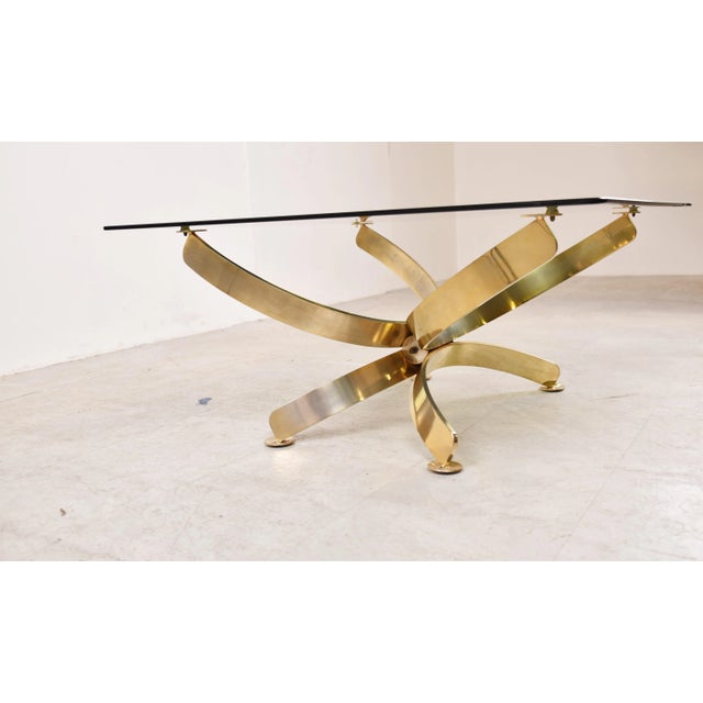 Metal Italian Brass and Smoked Glass Coffee Table, 1970s For Sale - Image 7 of 11