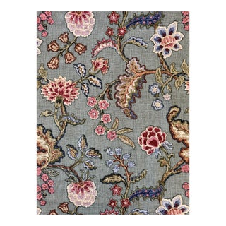 Cowtan & Tout Aubury Linen Hand Print Fabric 2 5/8 Yards Color Rose and Teal For Sale