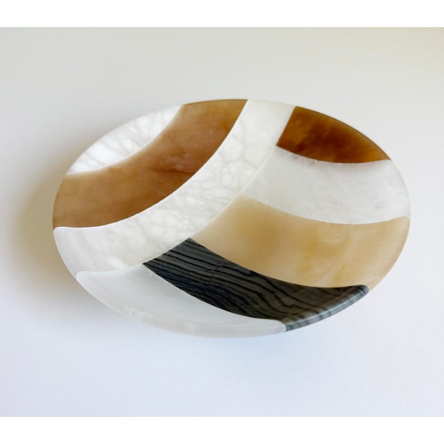 Off-white 1970s Italian Onyx & Alabaster Bowl For Sale - Image 8 of 12