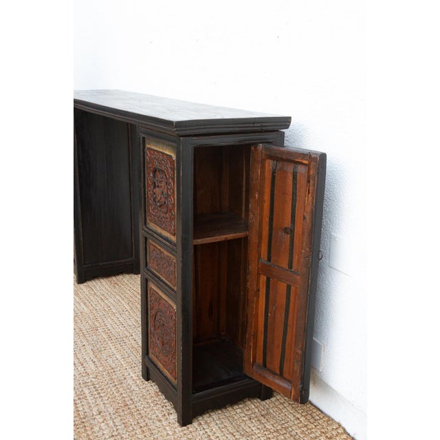 6' Long Ming Style Black Lacquer Altar Table For Sale In Los Angeles - Image 6 of 10