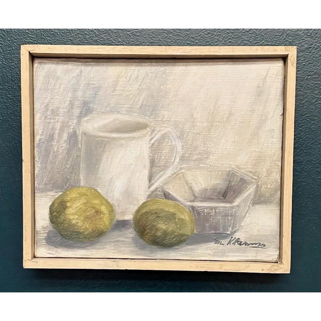 Main Klarmo‑kärred, Jug, Bowl and Fruits, 1961, Oil Painting on Canvas, Framed For Sale - Image 9 of 18