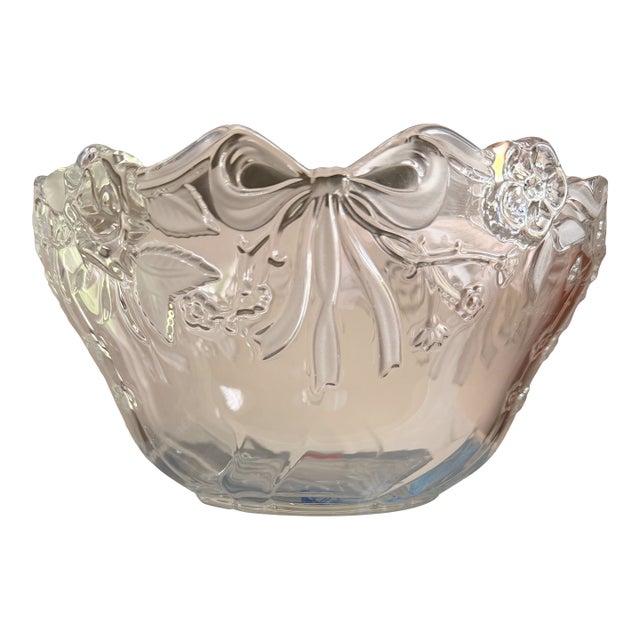 Vintage Mikasa Carmen Embossed Roses Bows Floral Scalloped Serving Bowl For Sale