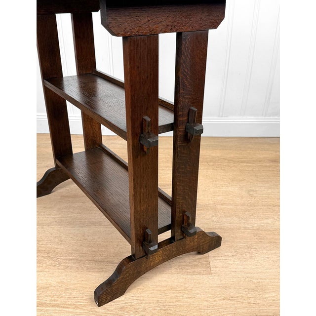 Antique Roycroft Arts & Crafts Little Journeys Quartersawn Oak Bookshelf For Sale - Image 9 of 10
