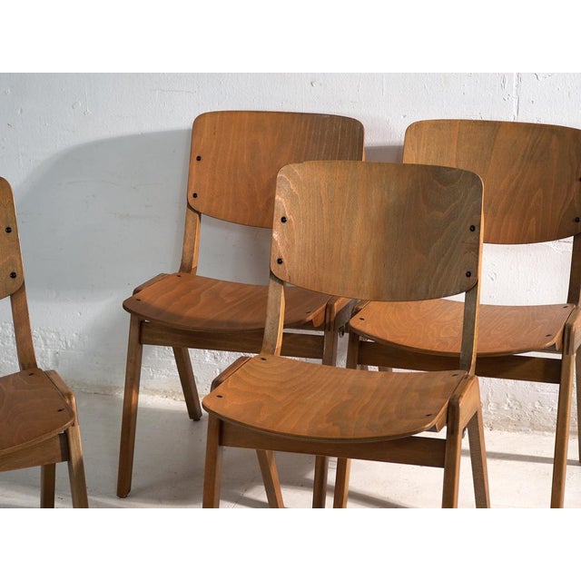 Thonet Vintage Dining Chairs from Thonet, 1950s. Set of 4 For Sale - Image 4 of 18