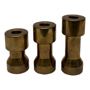Scandinavian Functionalist Candlesticks in Bronze, 1950s, Set of 3
