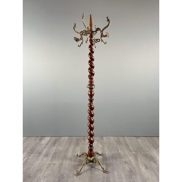 Coat Rack in Twisted Wood and Gilt Bronze, 20th Century For Sale - Image 9 of 9