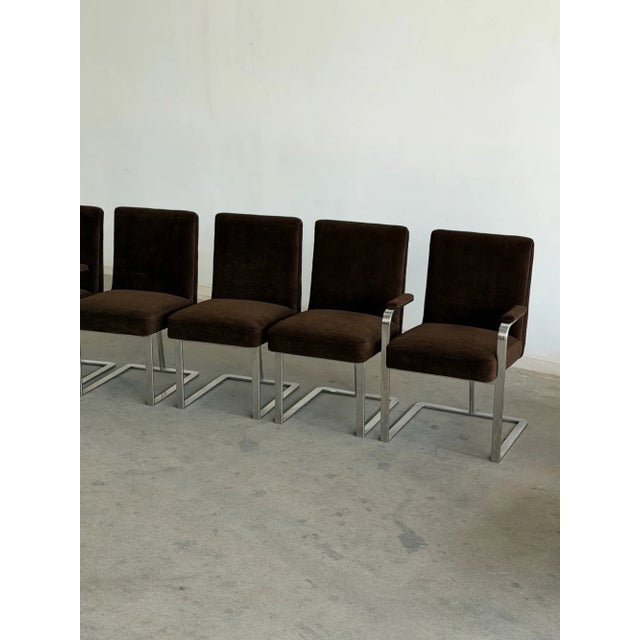 1970s Chrome Cantilever Dining Chairs - Set of Five For Sale - Image 10 of 18