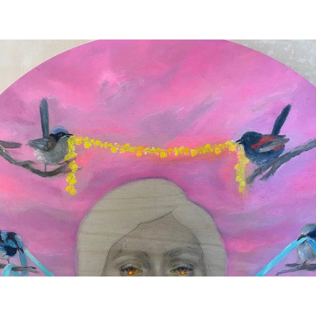 Postmodern "Ring Around the Rosie" Graphite Acrylic & Oil on Wood by Heidi Lustig For Sale - Image 3 of 9