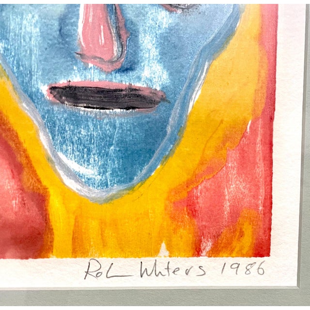 Pop Art Robin Winters, Conceptual Pop Art Color Oil Monotype Painting Abstract Figure Robin Winters, 1986 For Sale - Image 3 of 4
