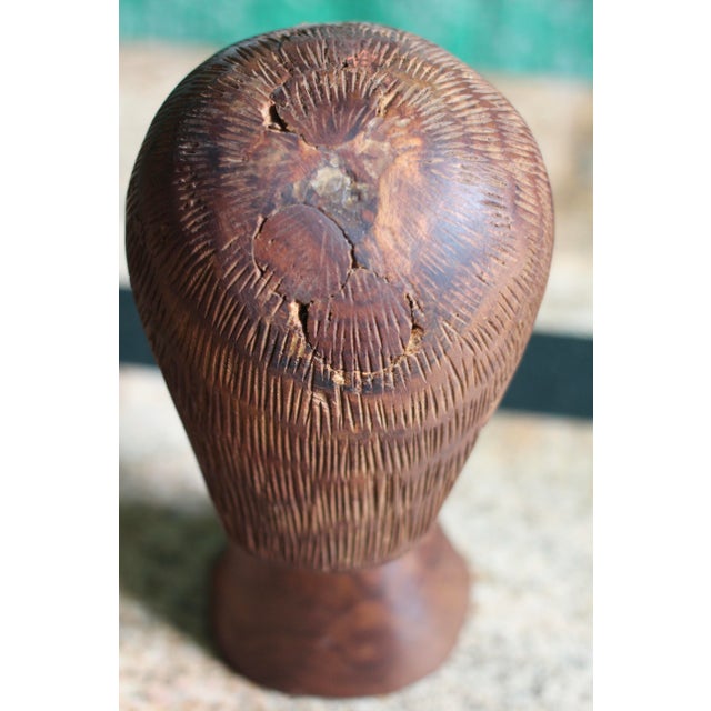 Mid 20th Century Carved Wood Head Sculpture For Sale - Image 6 of 10
