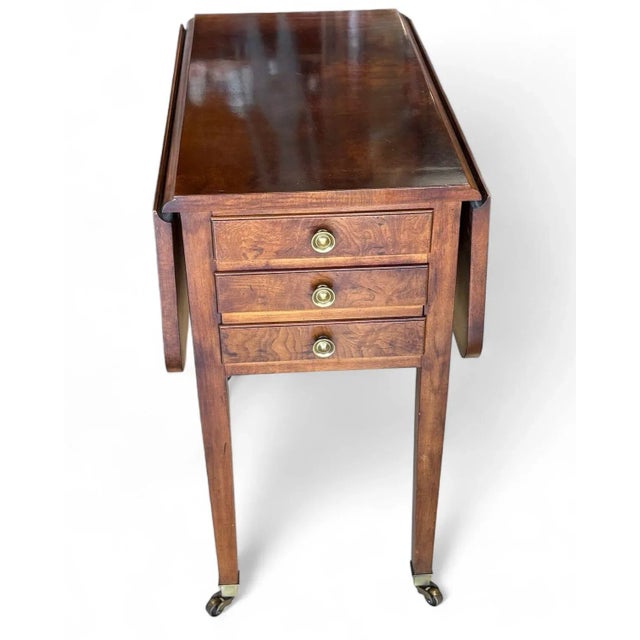 1980s Vintage Henredon Pembroke Table Aston Court, Drop Leaf For Sale - Image 14 of 16