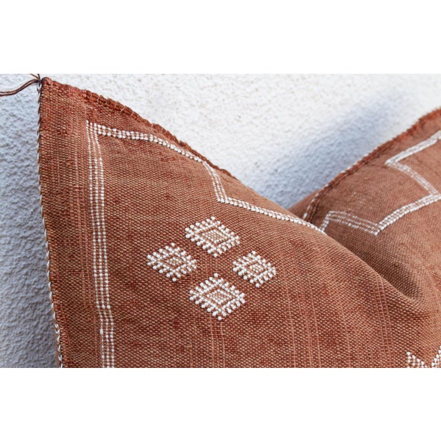 Moroccan 24" Terracotta Star Moroccan Silk Pillow For Sale - Image 3 of 7