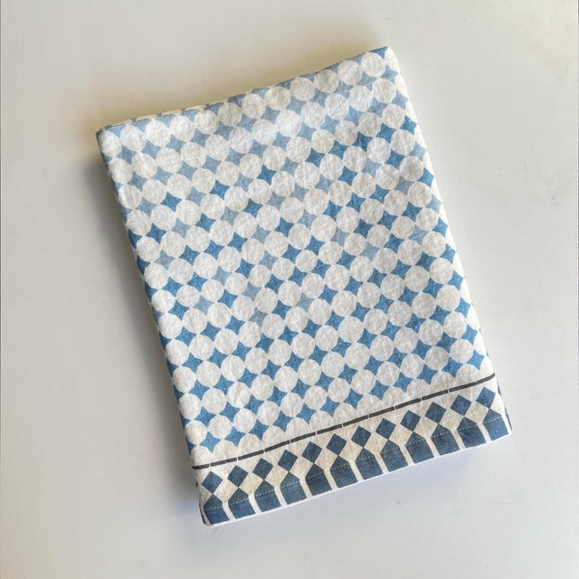 Contemporary Casa Azul Blue Linen Tablecloth Large | Lizzet Frausto For Sale - Image 3 of 8