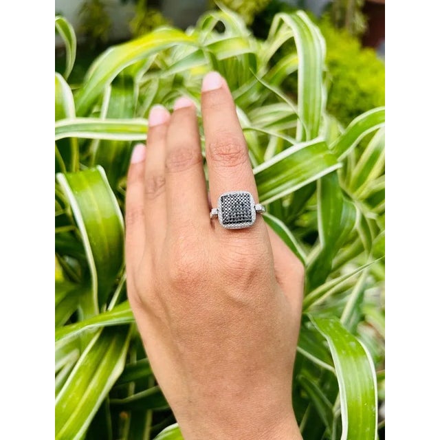 White Unique Black & White Diamond Flip Ring Size 7 in 18k Solid White Gold For Sale - Image 8 of 16