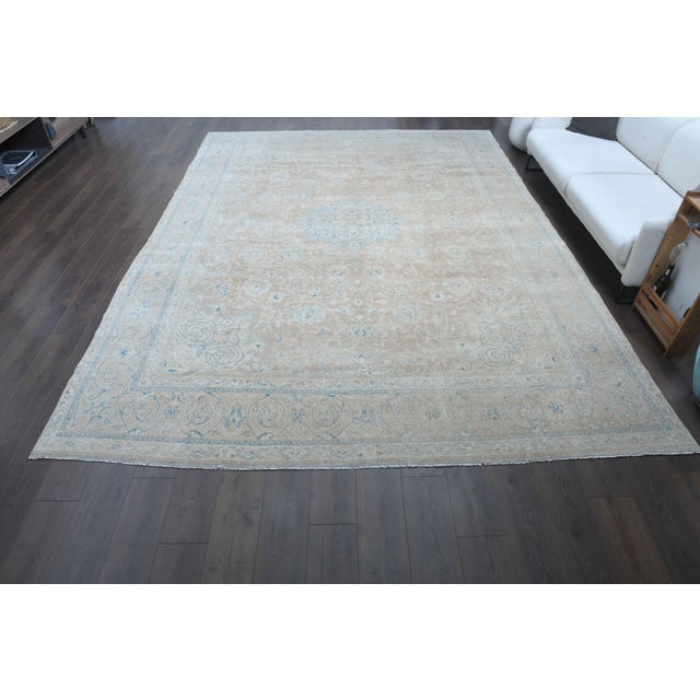 Persian 1970s Vintage Persian Handmade Wool Cotton Beige Area Rug For Sale - Image 3 of 11