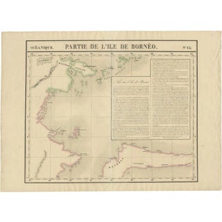 Antique Map of Part of Borneo Kalimantan Indonesia by Vandermaelen, 1825 For Sale