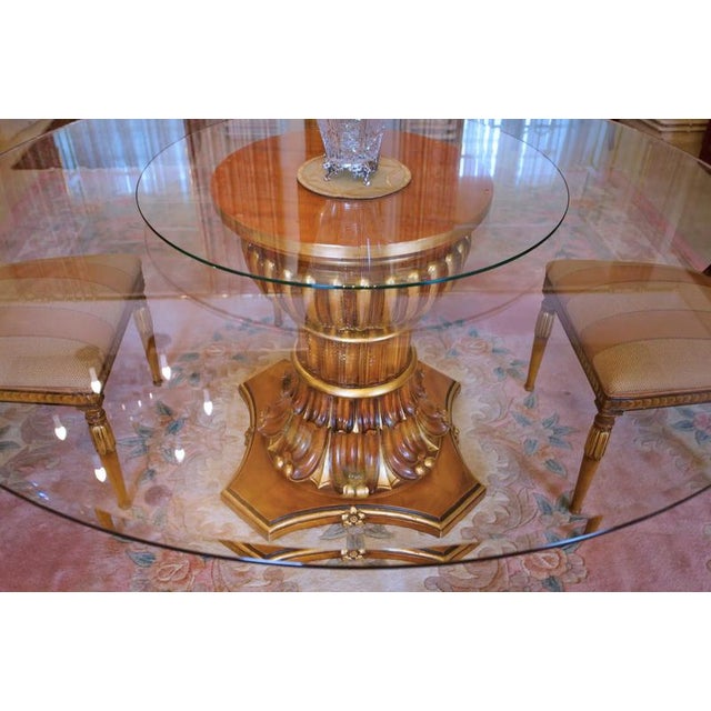 Round Dining Table with Gilded Carving and Rotating Center For Sale - Image 3 of 9