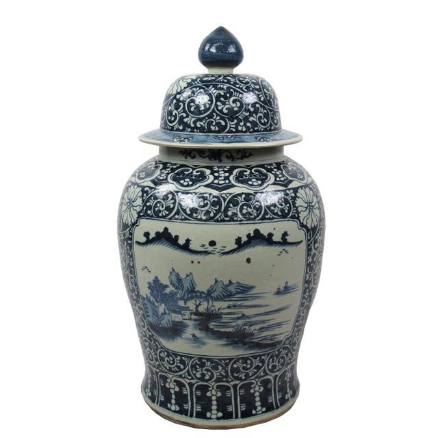 Chinese Grand Blue and White Porcelain Ginger Jar For Sale - Image 4 of 11
