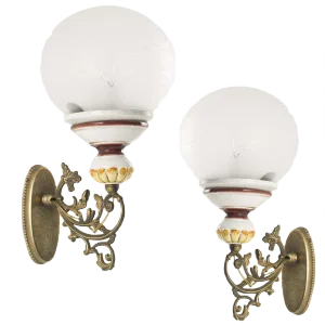 Antique Ceramic and Bronze Sconces, Set of 2