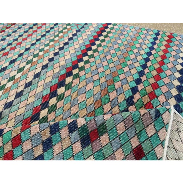 Galerie Shabab Collection Mid-20th Century Handmade Turkish Accent Rug in Teal and Turquoise For Sale - Image 9 of 10