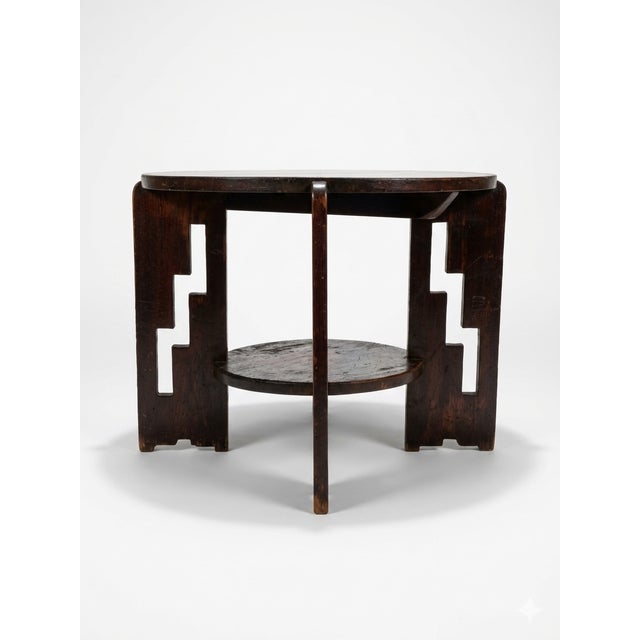 Art Deco Rare 1930's American Solid Pine / Poplar Art Deco Geometric Cutout Depression Era Occasional Table For Sale - Image 3 of 4