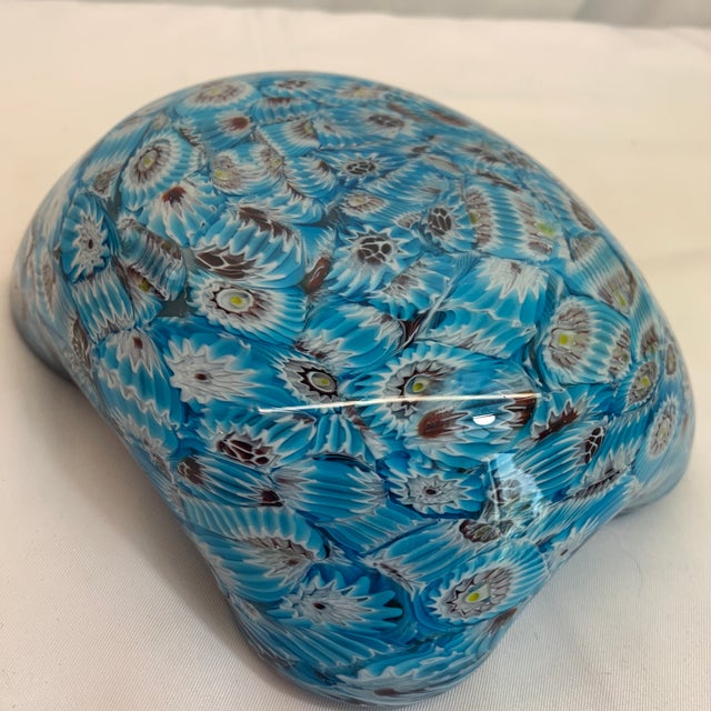 Blue Vintage Mid-Century Murano Millefiori Blue Ruffled Glass Bowl - Fratelli Toso For Sale - Image 8 of 10