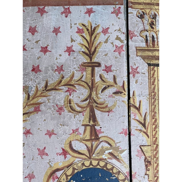 Wood Large Neoclassical Pompeian Style Six Panel Folding Screen With Trompe L’Oeil Interior Scene For Sale - Image 7 of 12