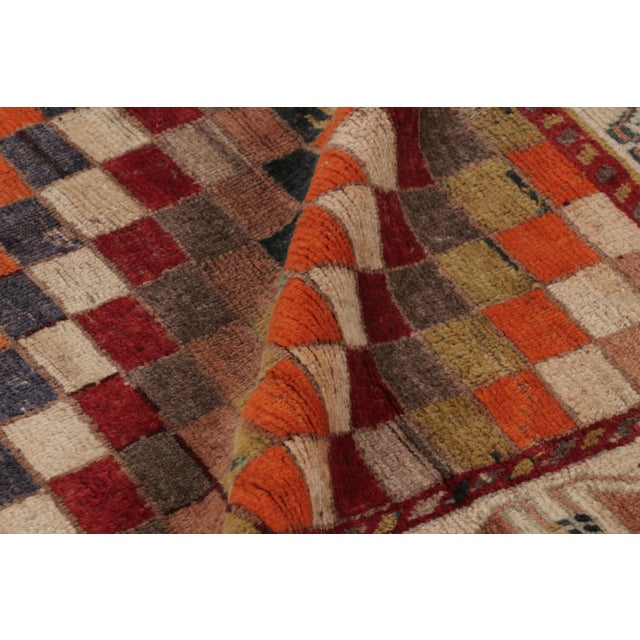Textile Vintage Persian Gabbeh Rug, Checkerboard With Geometric Border - Rug & Kilim For Sale - Image 7 of 10