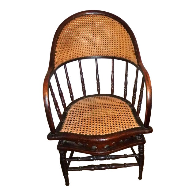 Firehouse Cane Tilting Armchair, Antique For Sale