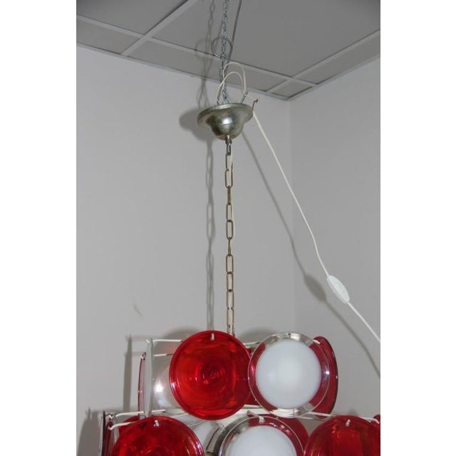 White Red & White Chandelier from Vistosi, 1960 For Sale - Image 8 of 10