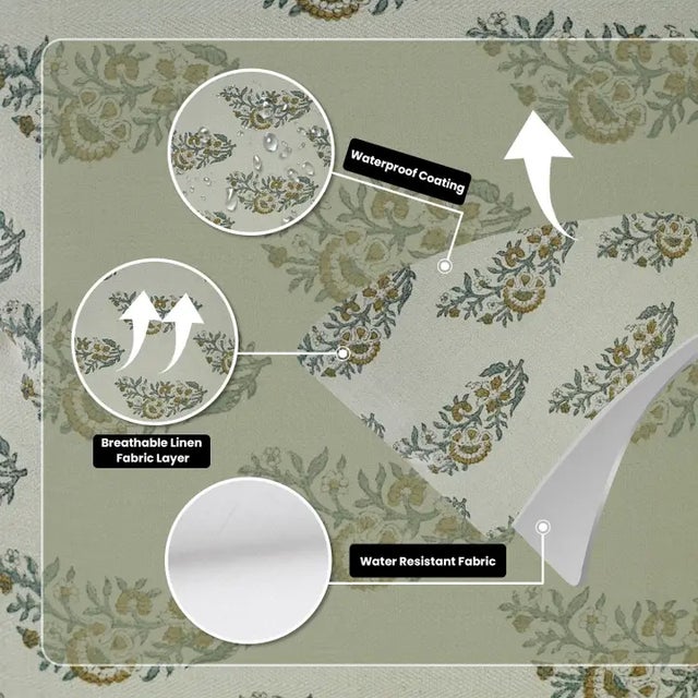 Handmade Print Water Replicant Cushion Cover 14x20 Inch Cotton Linen- Kali For Sale - Image 4 of 6