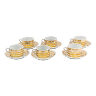 Fornasetti Tea Cups and Saucers, Set of 6 For Sale