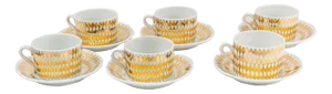 Fornasetti Tea Cups and Saucers, Set of 6