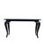 This is postmodern furniture at its most theatrical — a glossy black lacquer console table with a faceted, canted-corner...