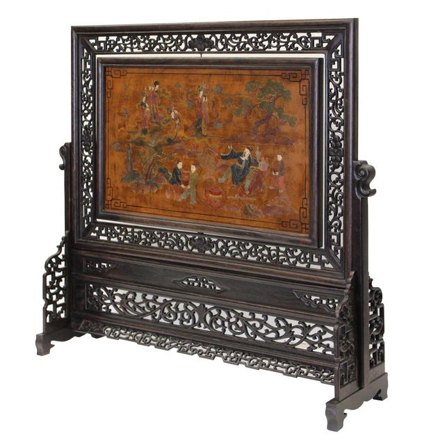 Chinese Lacquer Table Top Screen Chairish