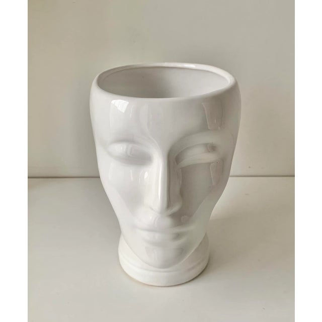 Vintage Blanc De Chine Man's Face Head White Modern Contemporary Ceramic Planter For Sale In San Diego - Image 6 of 6