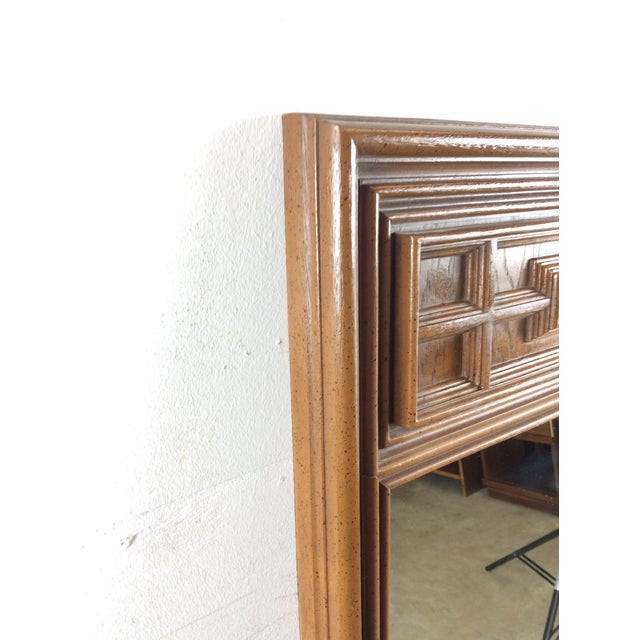 Mid Century Modern Mountable Mirror With Wooden Details at Top For Sale - Image 17 of 18