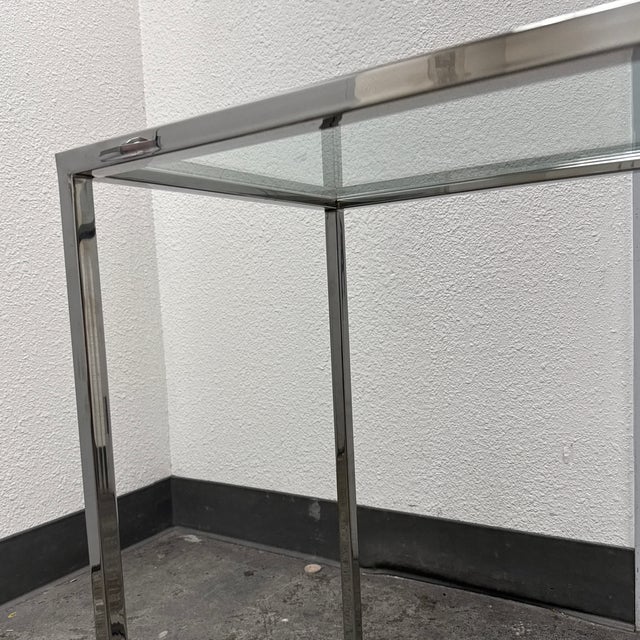 Modern Chrome + Glass Console Table For Sale - Image 12 of 12