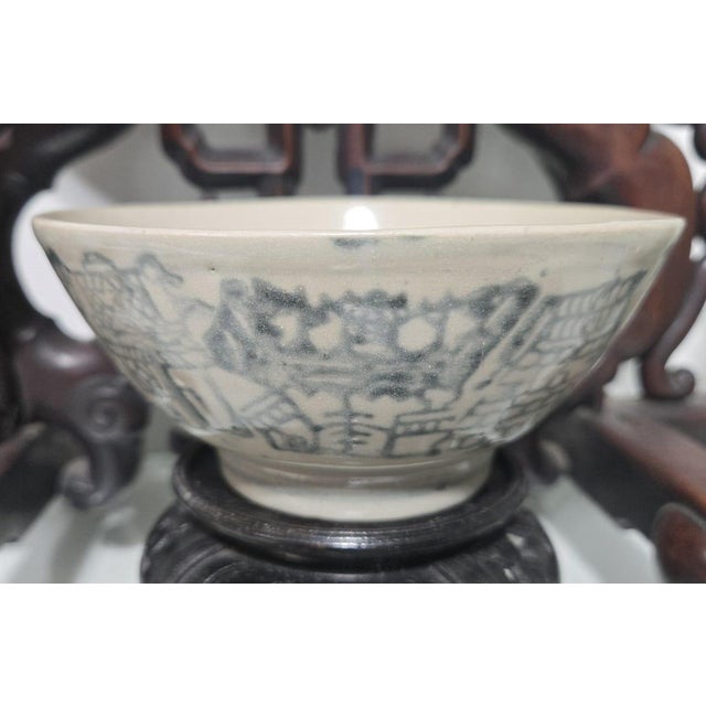 Rare Antique Chinese Blue & White Porcelain Sanskrit Mantra Bowl  Ming to Qing Dynasty (17th18th Century) Elevate your...