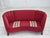 1960s, Danish 2-seater "Banana" sofa. Original red furniture wool, oak wood legs, brass springs in the seat. Original good...