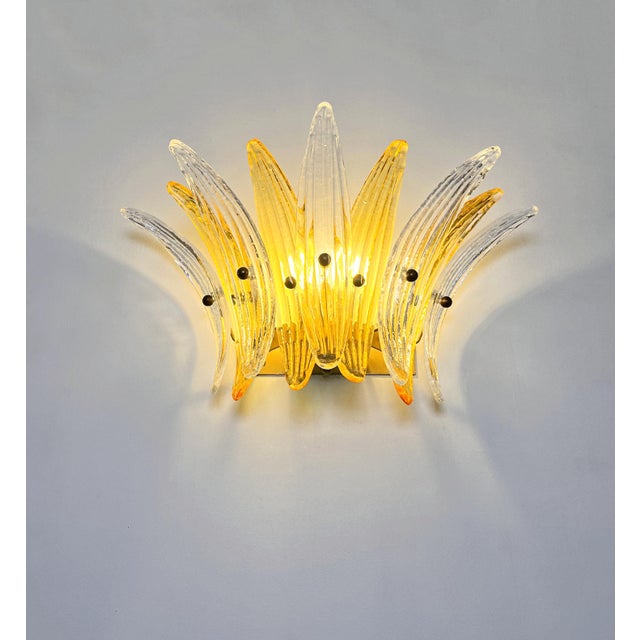 Vintage Palmette Wall Light in Clear and Amber Glasses, 1990, Set of 2 For Sale - Image 13 of 17