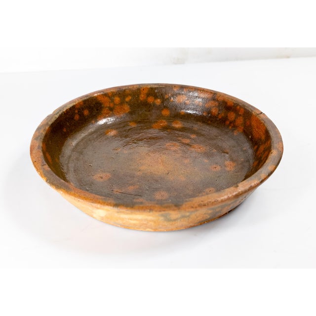 Ceramic 19th Century American Redware Pie Dish With Manganese Spots For Sale - Image 7 of 12