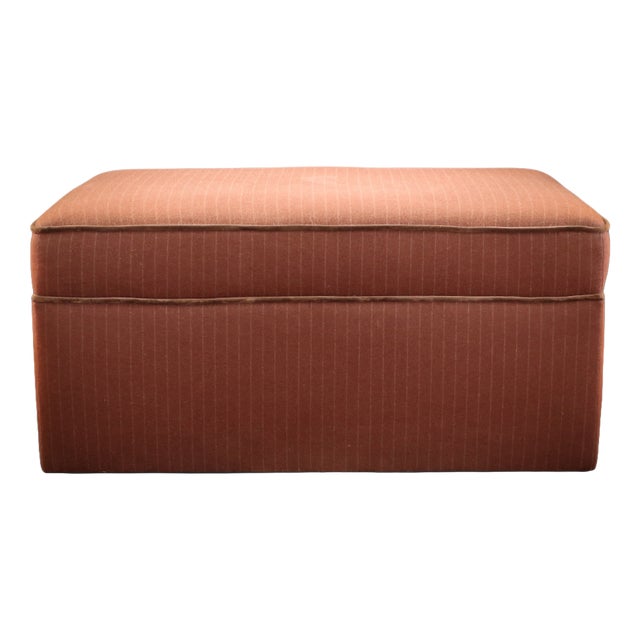 Country House Rectangular Ottoman in Pin-Striped Wool Velvet, 2010s For Sale