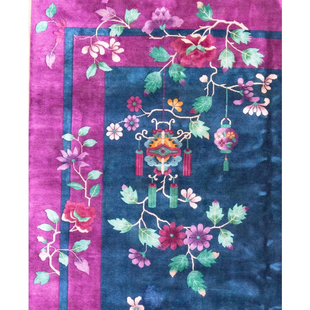 Textile Art Deco Chinese 11.5x8.10 Carpet, 1920's / 30's For Sale - Image 7 of 9