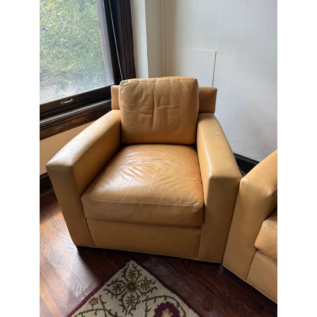 Modern Vintage Baker X Coach Leather Sofa & Chair Set — Designer Collaboration For Sale - Image 3 of 6