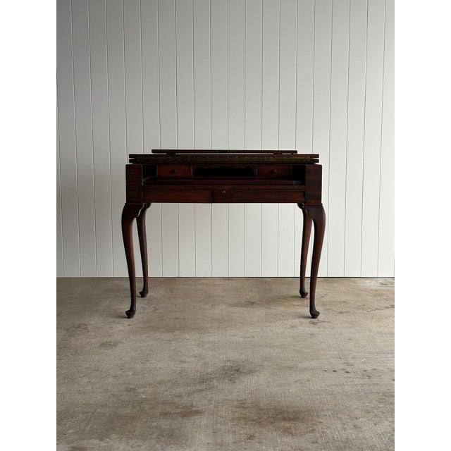 Queen Anne Antique Early 20th Century Queen-Anne Style Mahogany Writing Desk For Sale - Image 3 of 16